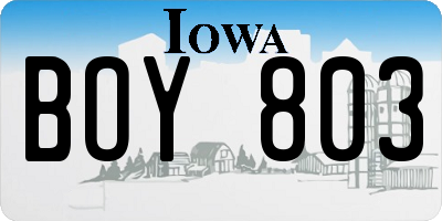IA license plate BOY803