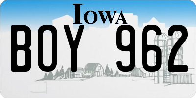 IA license plate BOY962