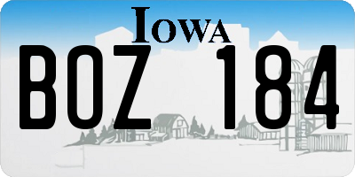 IA license plate BOZ184