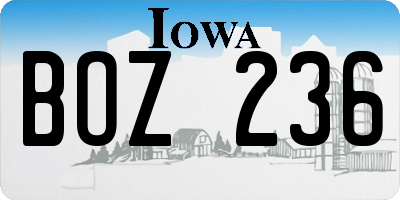 IA license plate BOZ236