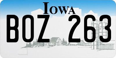 IA license plate BOZ263