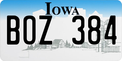 IA license plate BOZ384