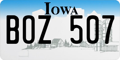 IA license plate BOZ507