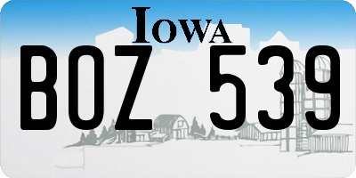 IA license plate BOZ539