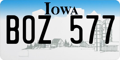 IA license plate BOZ577