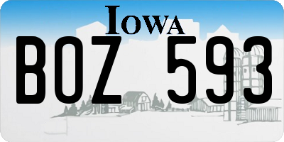 IA license plate BOZ593