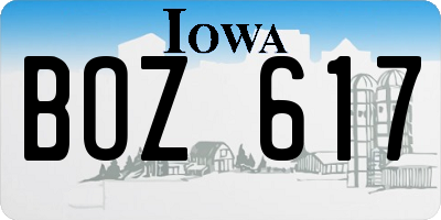IA license plate BOZ617