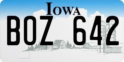 IA license plate BOZ642