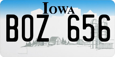IA license plate BOZ656