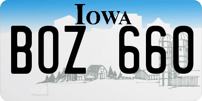 IA license plate BOZ660