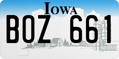 IA license plate BOZ661