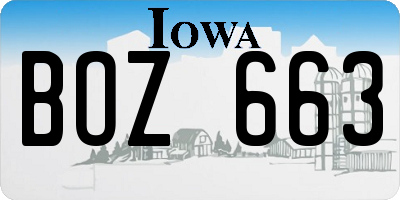 IA license plate BOZ663