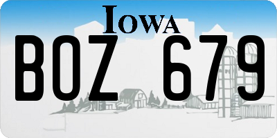 IA license plate BOZ679