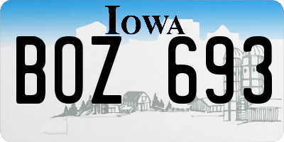 IA license plate BOZ693