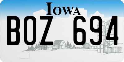 IA license plate BOZ694