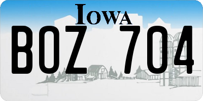 IA license plate BOZ704