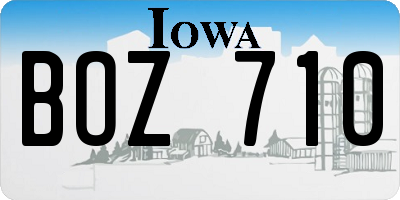 IA license plate BOZ710