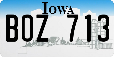 IA license plate BOZ713