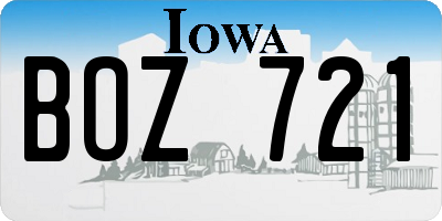 IA license plate BOZ721