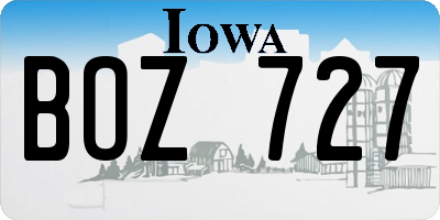 IA license plate BOZ727