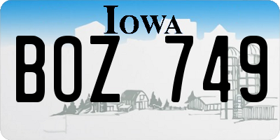 IA license plate BOZ749