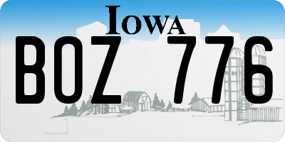 IA license plate BOZ776