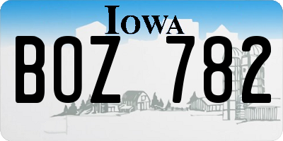 IA license plate BOZ782