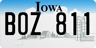 IA license plate BOZ811