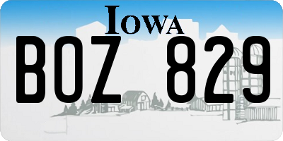 IA license plate BOZ829