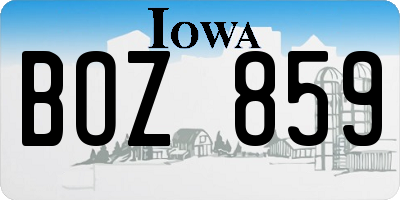 IA license plate BOZ859
