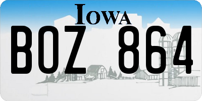 IA license plate BOZ864