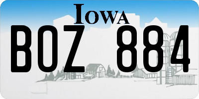 IA license plate BOZ884