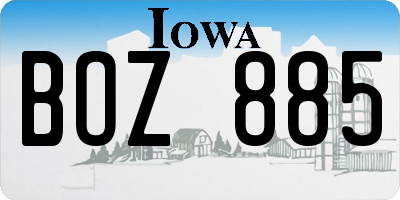 IA license plate BOZ885