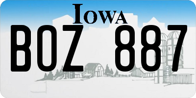 IA license plate BOZ887
