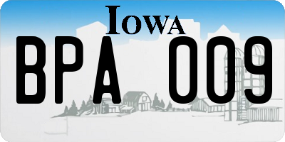 IA license plate BPA009