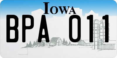 IA license plate BPA011