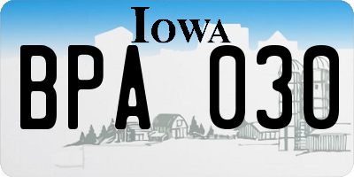 IA license plate BPA030