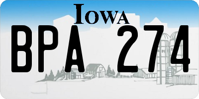IA license plate BPA274