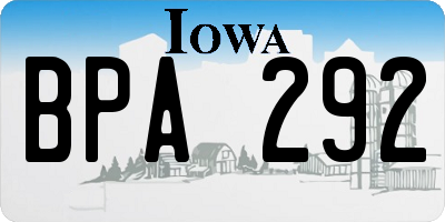 IA license plate BPA292