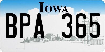 IA license plate BPA365