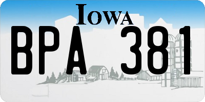 IA license plate BPA381