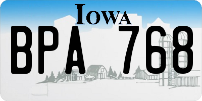 IA license plate BPA768