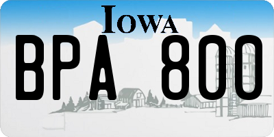 IA license plate BPA800