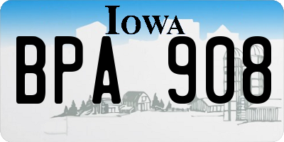 IA license plate BPA908