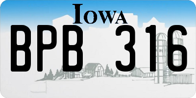 IA license plate BPB316