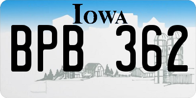 IA license plate BPB362