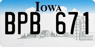 IA license plate BPB671