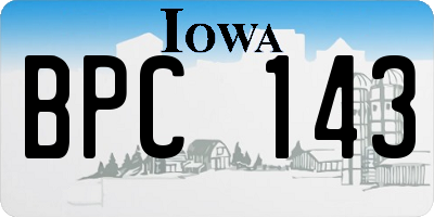 IA license plate BPC143