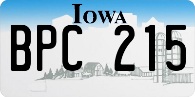 IA license plate BPC215