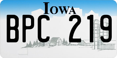 IA license plate BPC219